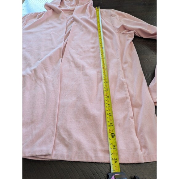 Eileen Fisher Womens Hooded Cardigan Medium Organic Cotton Open Front Pink Soft - Picture 10 of 10